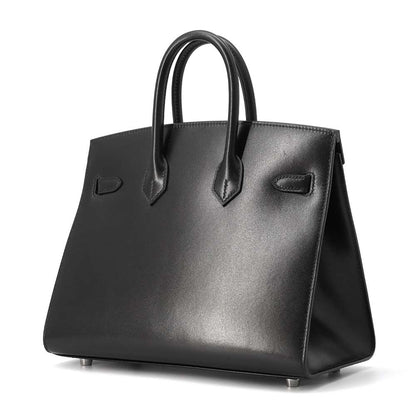 HERMES Birkin Sellier Black Box Calf Leather Size 25