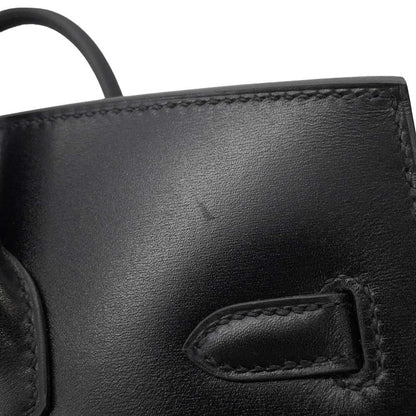 HERMES Birkin Sellier Black Box Calf Leather Size 25