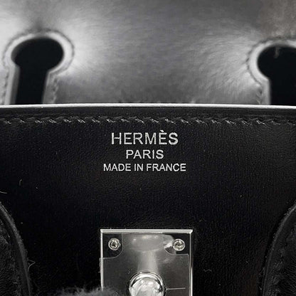 HERMES Birkin Sellier Black Box Calf Leather Size 25