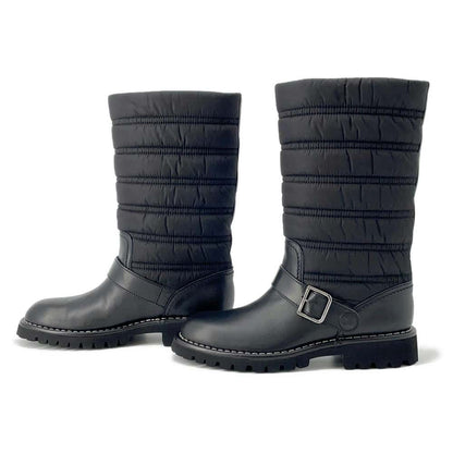 Chanel Belted engineer boots Black G29477 Leather Nylon Size 37