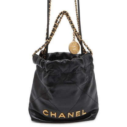 Chanel Chanel 22 ChainHandBag Black AS3980 Shiny Calf Leather Size Mini
