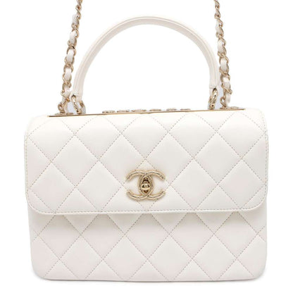 Chanel Matelasse Top Handle Flap Bag White A92236 Lambskin