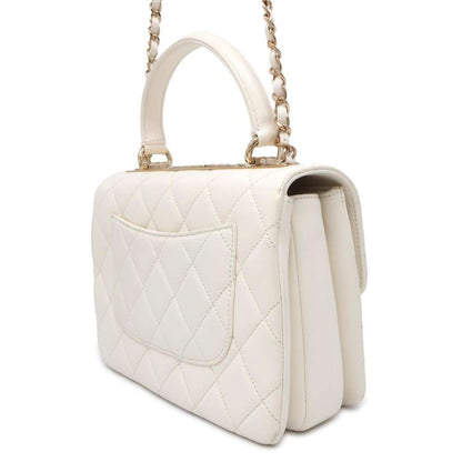 Chanel Matelasse Top Handle Flap Bag White A92236 Lambskin