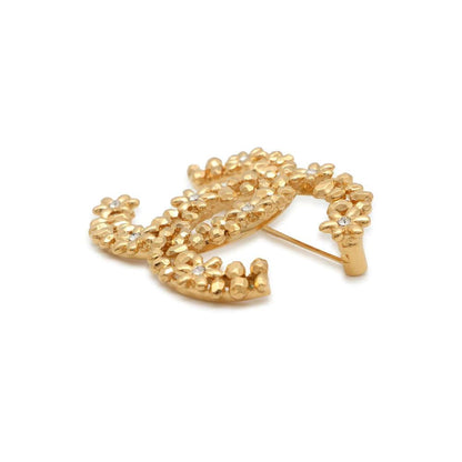 Chanel CC Logo Brooch Gold ABB335 Metal Rhinestone