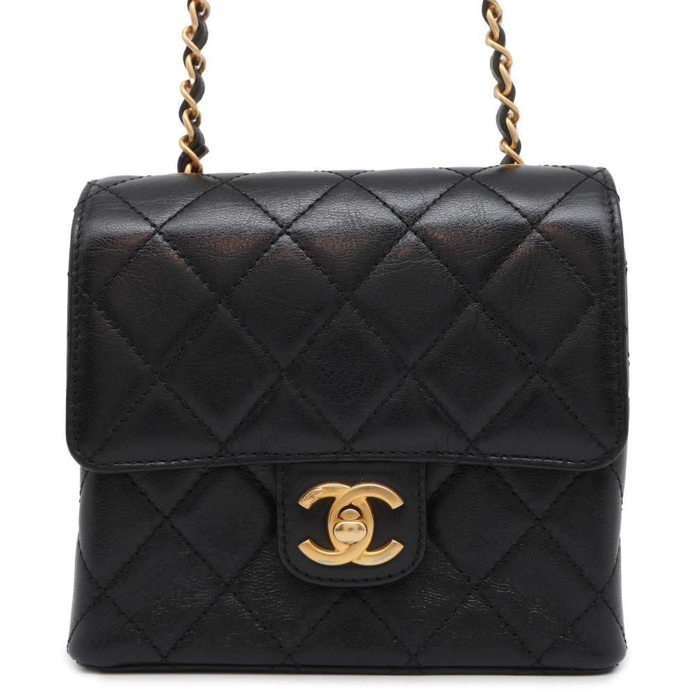 Chanel Mini Matelasse ChainShoulder Bag Black AS3648 Calf Leather Size Mini