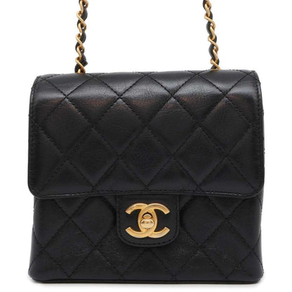 Chanel Mini Matelasse ChainShoulder Bag Black AS3648 Calf Leather Size Mini
