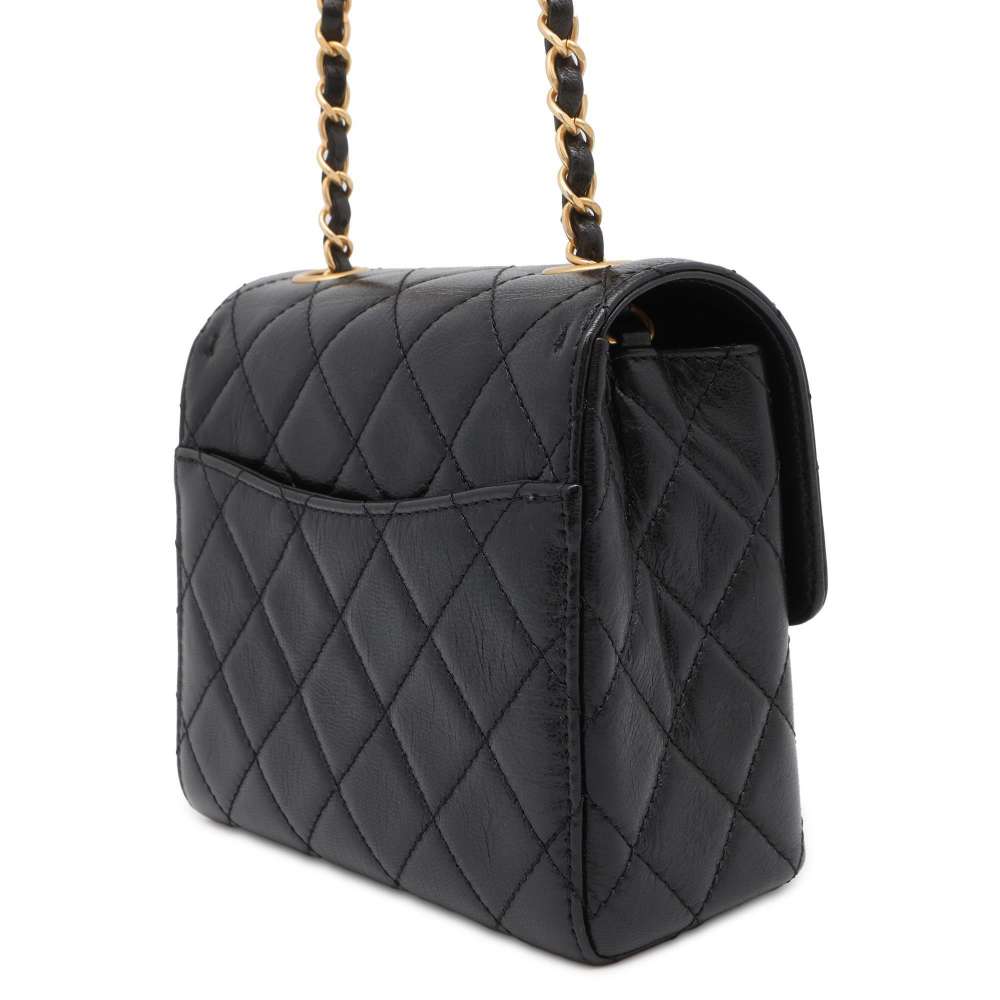 Chanel Mini Matelasse ChainShoulder Bag Black AS3648 Calf Leather Size Mini