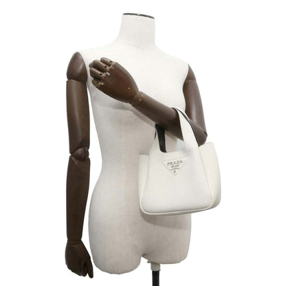 PRADA Handbag White 1BA349 Leather