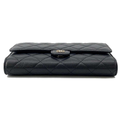 CHANEL Chain Wallet CC Logo Matelasse Phone Case Caviar Leather Black AP3876 Caviar Leather