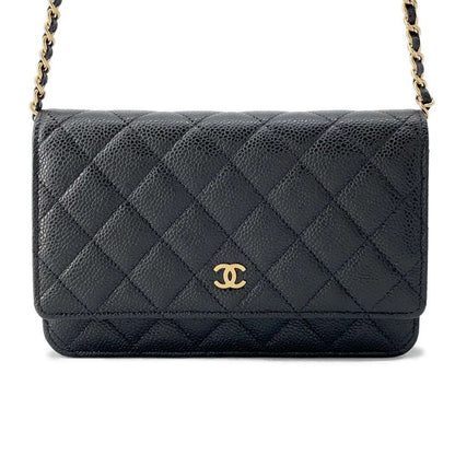 CHANEL Chain Wallet Classic Black AP0250 Caviar Leather