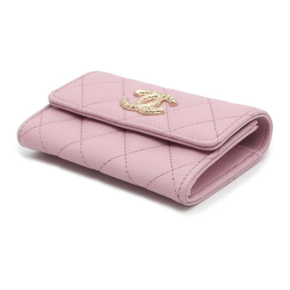Chanel Matelasse Logo Flap Coin/Card Case Pink AP4093 Caviar Leather