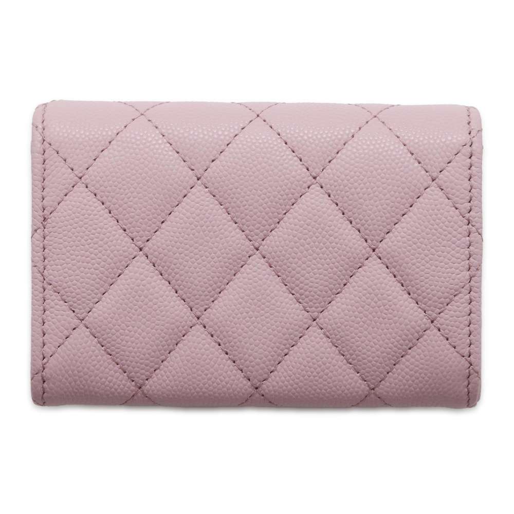 Chanel Matelasse Logo Flap Coin/Card Case Pink AP4093 Caviar Leather