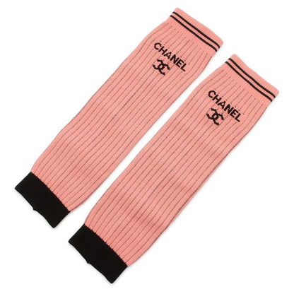 Chanel Logo Border Gaiter Leg Warmers Pink/Black Rayon69% Polyester27% Nylon3% Polyurethane1%