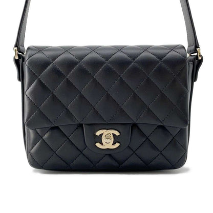 Chanel Matelasse Frill Shoulder Bag Black AS1737 Leather