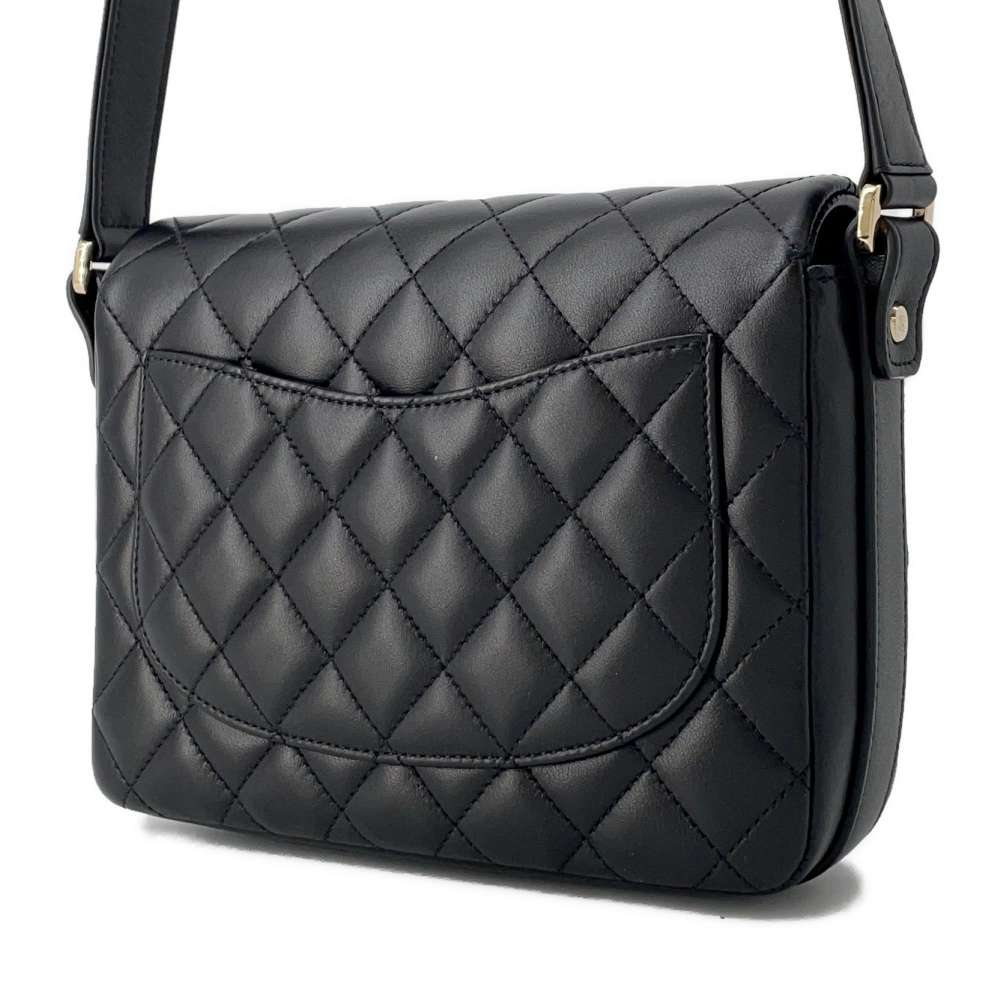 Chanel Matelasse Frill Shoulder Bag Black AS1737 Leather