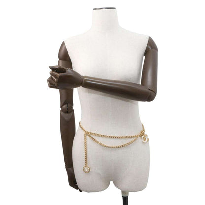 Chanel CC Logo ChainBelt Size 76 Gold/White Metal Enamel