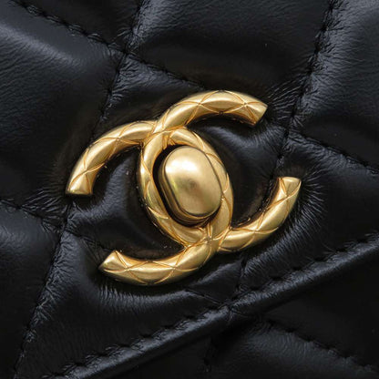 CHANEL Matelasse Chain wallet Black Lambskin