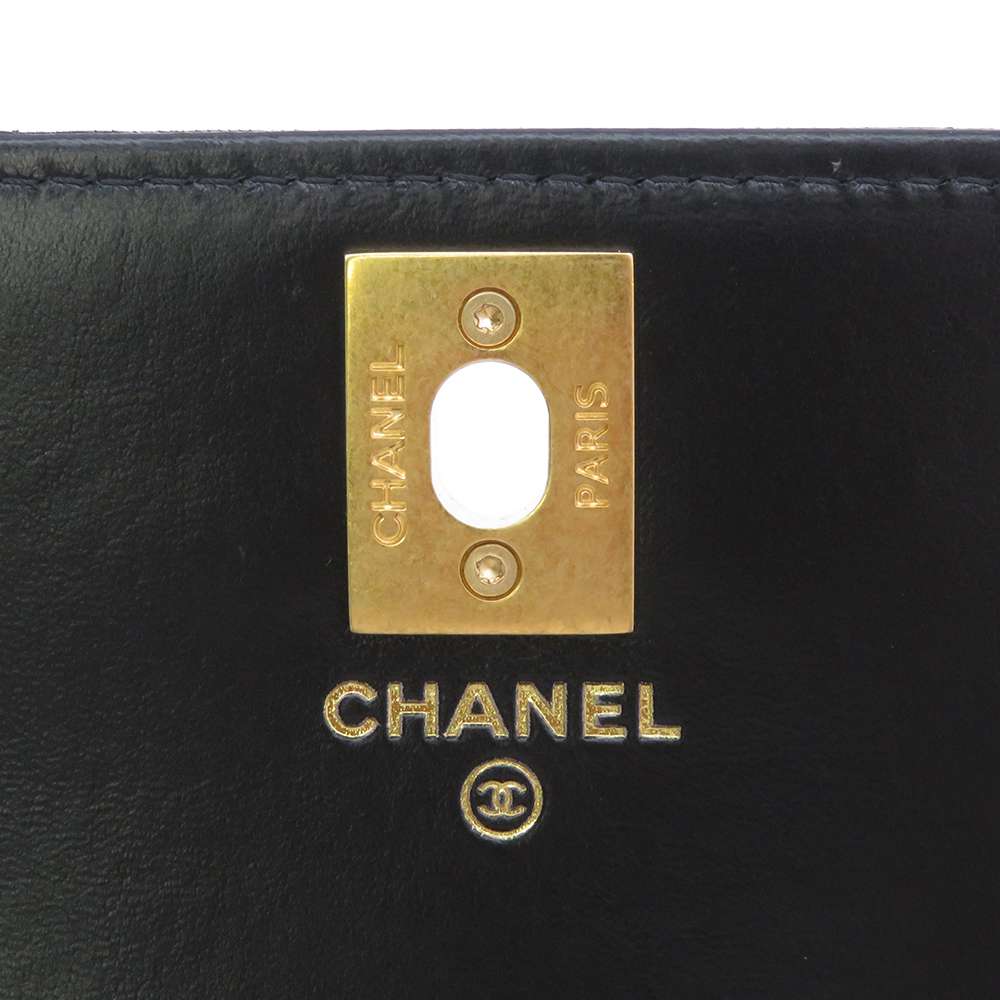 CHANEL Matelasse Chain wallet Black Lambskin