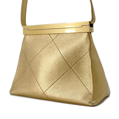 Chanel Kiss Rock Frame Shoulder Bag Gold Leather