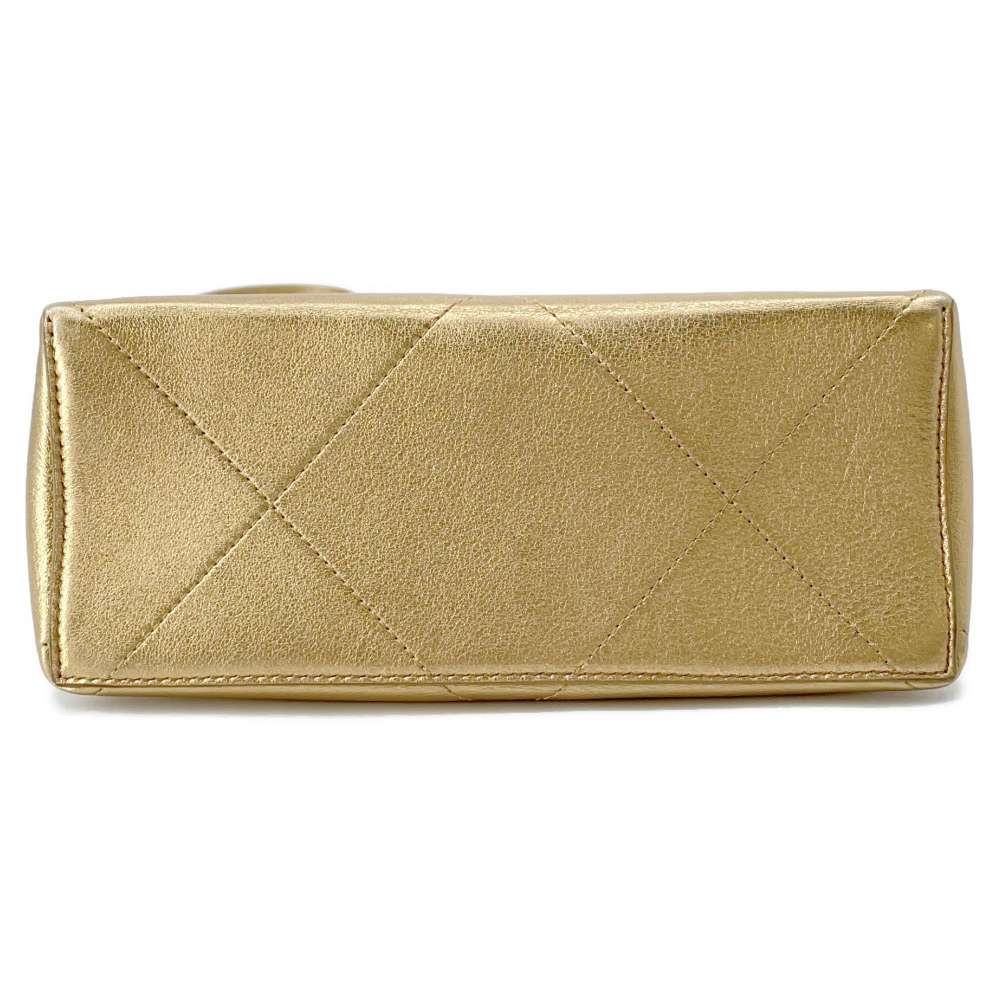 Chanel Kiss Rock Frame Shoulder Bag Gold Leather