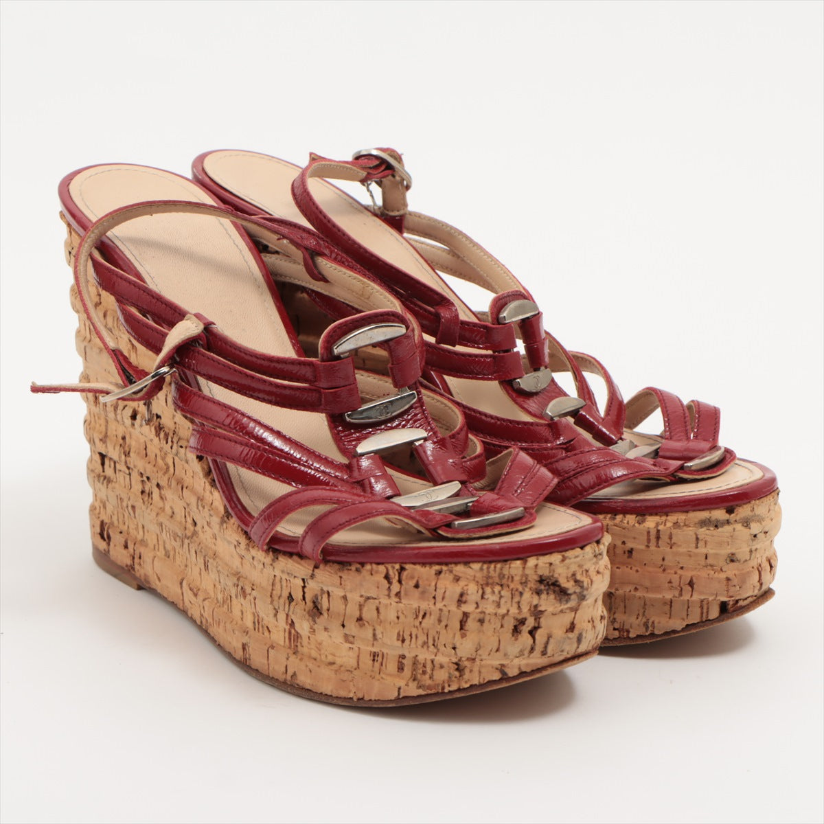 Chanel Patent Leather Sandal 35 1/2  Red Ride