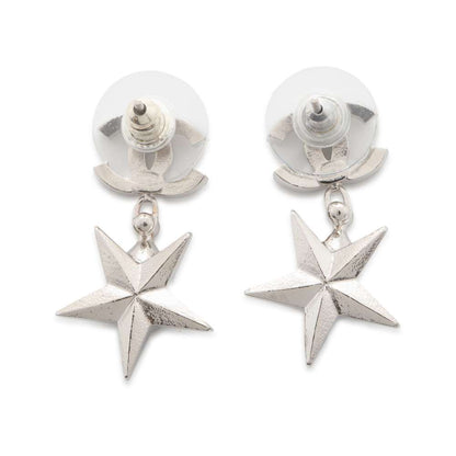 Chanel CC Logo Star Earrings Silver/Green ABA382 Rhinestone Metal