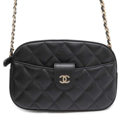 Chanel ChainShoulder Bag Matelasse CC Logo Black AP3998 Caviar Leather