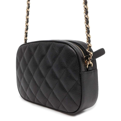 Chanel ChainShoulder Bag Matelasse CC Logo Black AP3998 Caviar Leather
