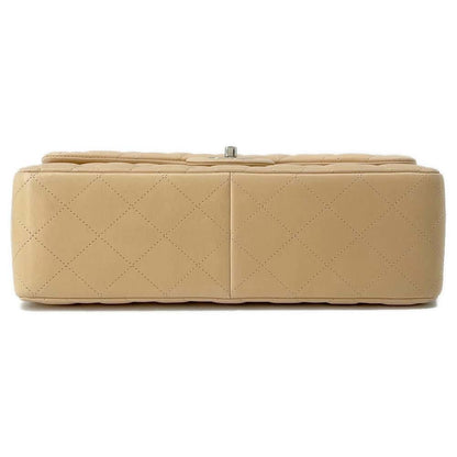 Chanel Jumbo Matelasse Double Flap Shoulder Bag Beige A58600 Lambskin Size 30