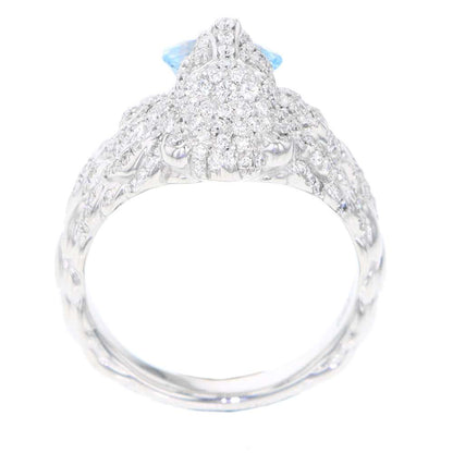 GUCCI Lion Head Aquamarine Ring Size #9 18K White Gold