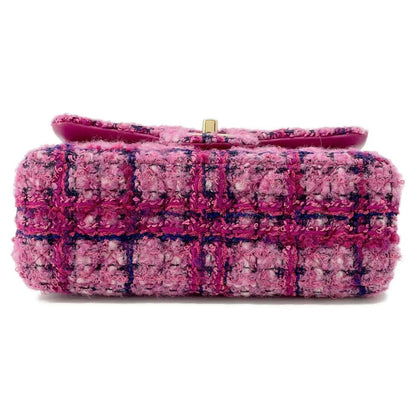 Chanel Mini Classic Shoulder Bag Pink/Fuchsia/Navy Blue/Black A69900 Wool  Cotton Mix Fiber Size 20
