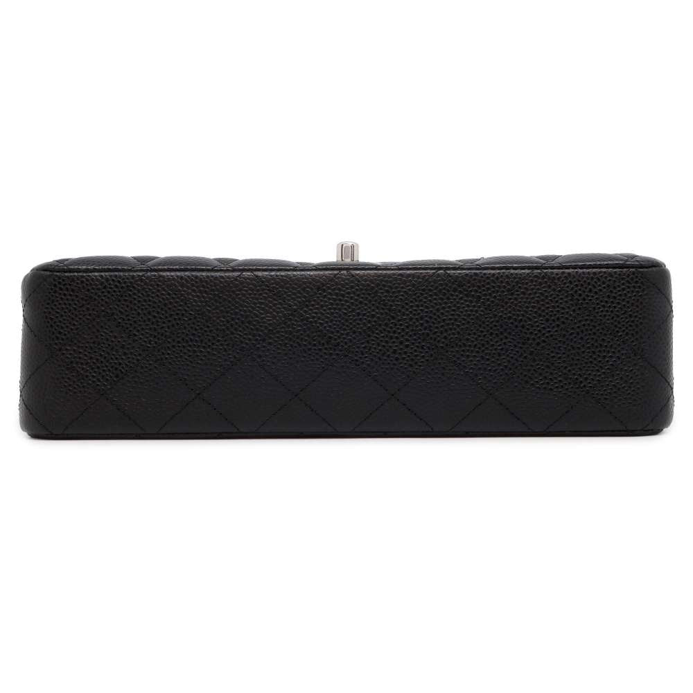Chanel Matelasse W Flap ChainShoulder Bag Black A01112 Caviar Leather Size 25