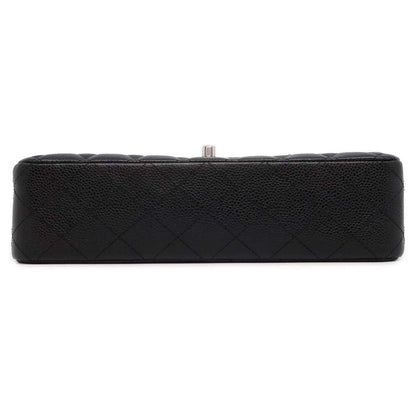 Chanel Matelasse W Flap ChainShoulder Bag Black A01112 Caviar Leather Size 25