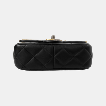Chanel Coco Clips Super/Extra Mini Flap Bag Black Lambskin Gold Hardware