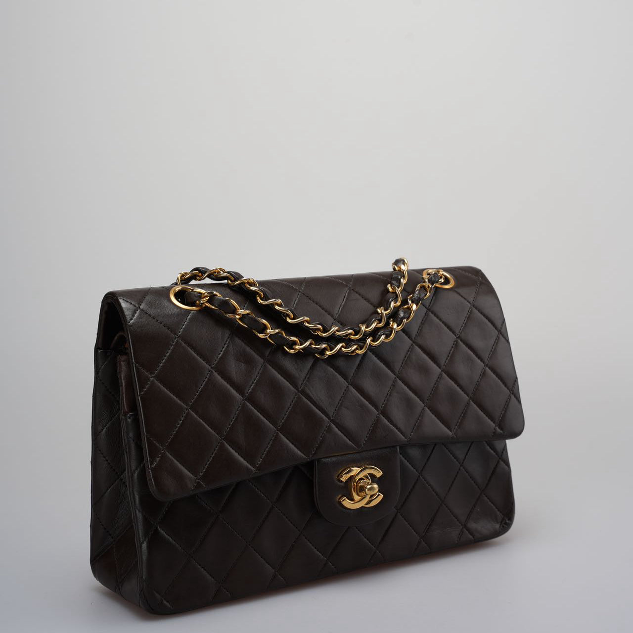 Chanel Vintage timeless Flap Bag in Chocolate Brown With Gold Hardware 24k Gold Hardware