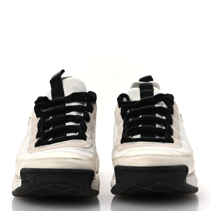 Velvet Calfskin Mixed Fibers CC Sneakers 36 Ivory Black