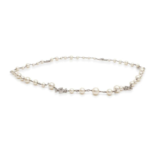CHANEL CC Logo Long Necklace Silver A36121 Metal