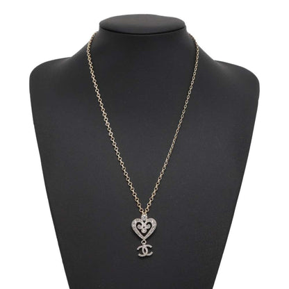 Chanel CC Logo Heart Necklace Gold/Silver ABC145 Metal