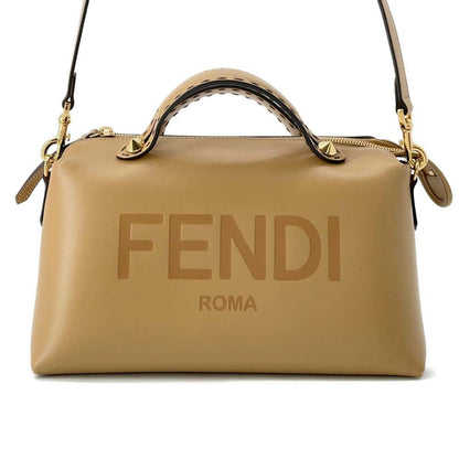 FENDI BY THE WAY FENDI logo 2WAY Handbag Brown 8BL146 Leather Size Medium