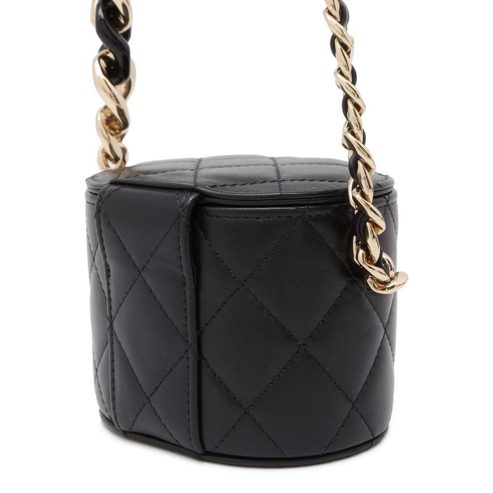 Chanel Matelasse Mini Vanity ChainShoulder Bag Black AP2428 Lambskin Denim Size Mini