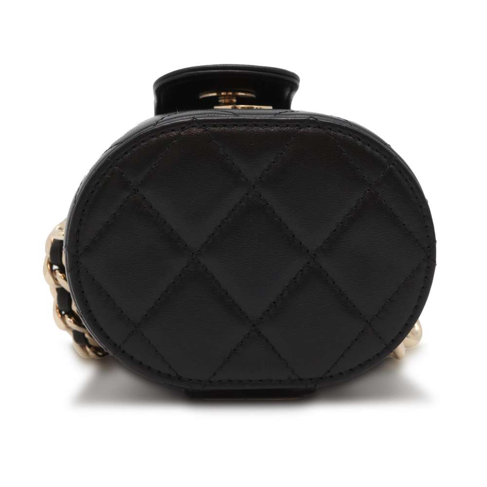 Chanel Matelasse Mini Vanity ChainShoulder Bag Black AP2428 Lambskin Denim Size Mini