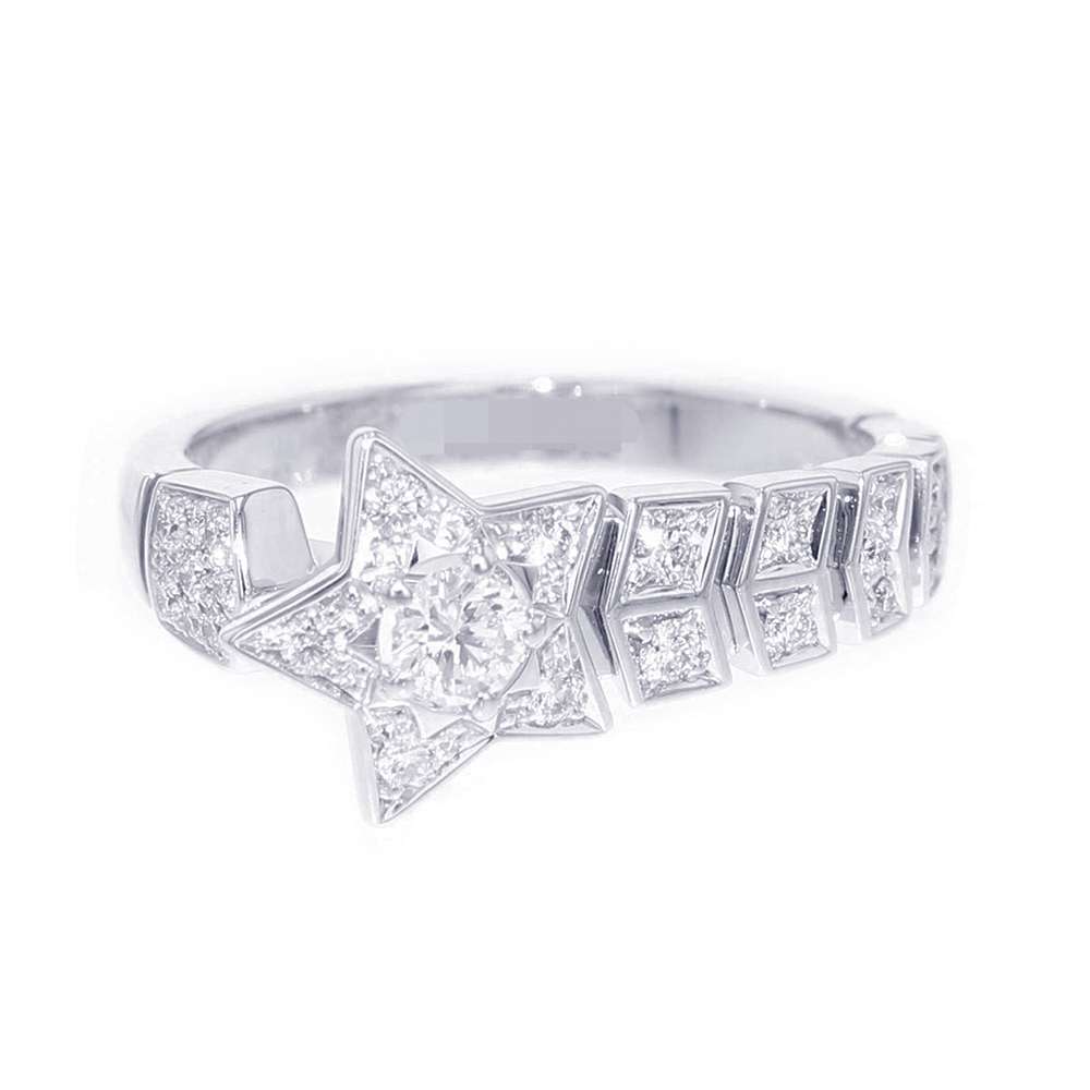 Chanel Comet Collection Ring Size 53/#13 J11457 18K White Gold