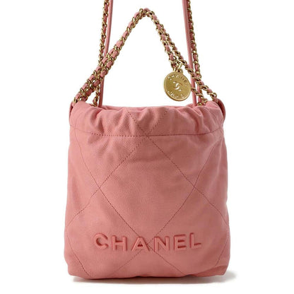 Chanel Chanel 22 HandBag Pink AS3980 Shiny Calf Leather Size Mini