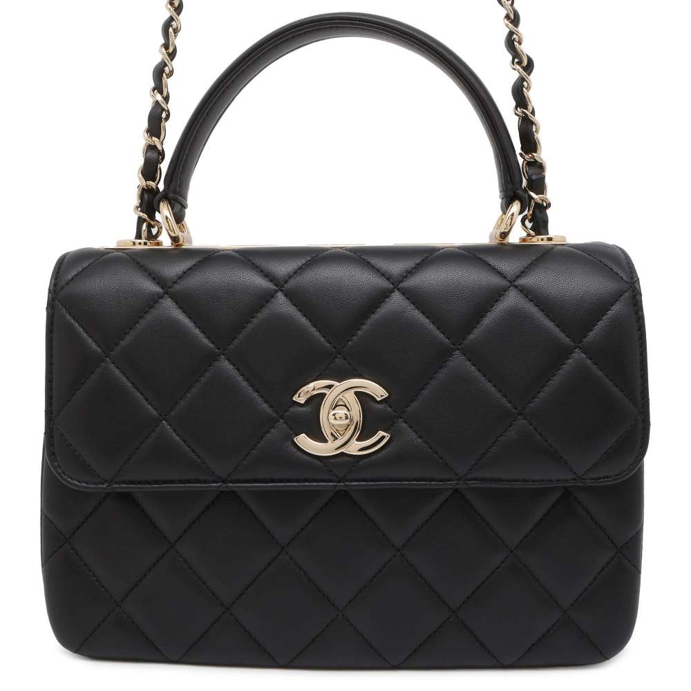 Chanel Trendy CC Chain Top Handle Bag Black A92236 Lambskin Size 9.8"