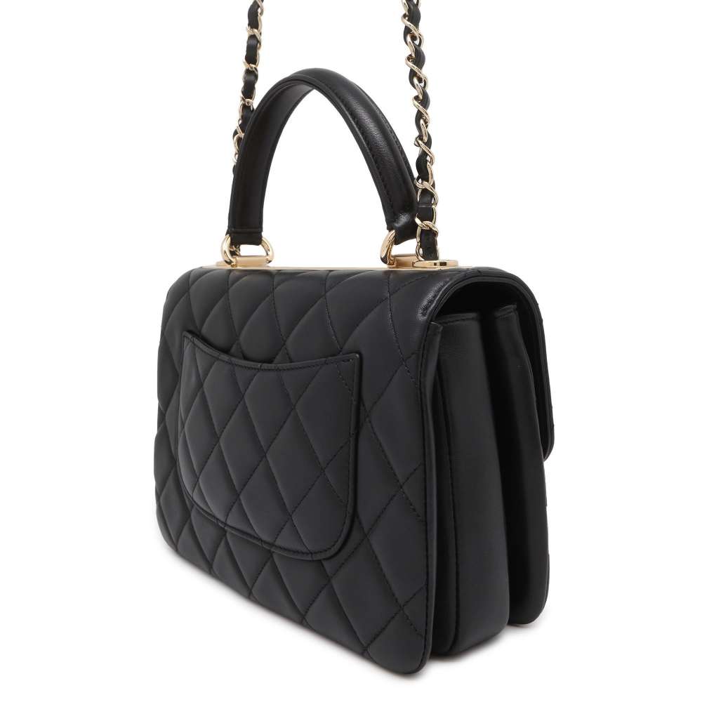 Chanel Trendy CC Chain Top Handle Bag Black A92236 Lambskin Size 9.8"