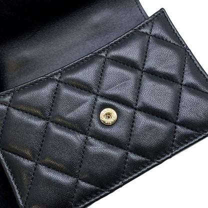 CHANEL Matelasse Flap Chain Wallet Black AP2200 Lambskin