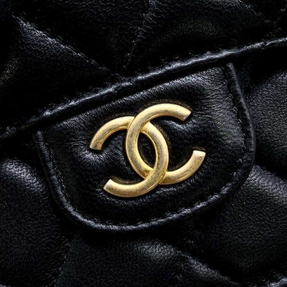 CHANEL Matelasse Flap Chain Wallet Black AP2200 Lambskin