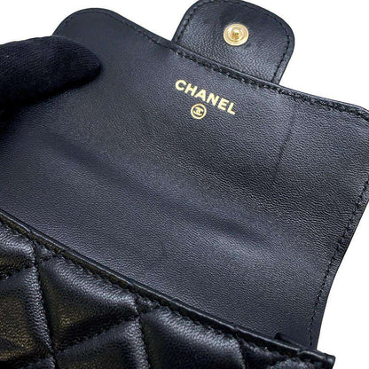 CHANEL Matelasse Flap Chain Wallet Black AP2200 Lambskin