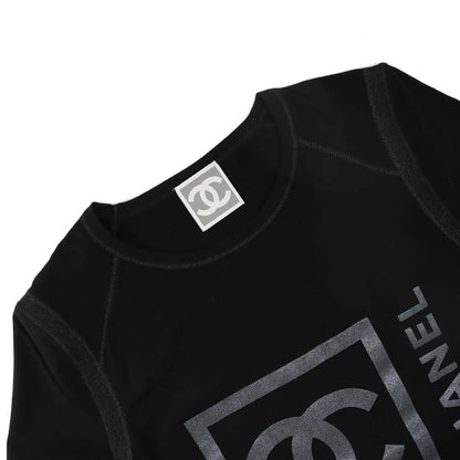Chanel Chanel Sports CC Logo/Chanel Logo T-Shirt Size 38 Black P30784 90% Cotton, 10% Spandex