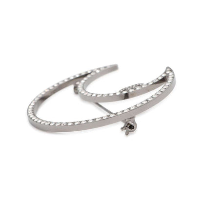 Chanel Brooch Moon Motif Rhinestone Silver Metal